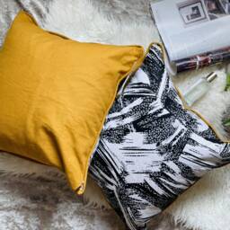 Mustard & Monochrome Print Cushion Cover African, 45x45 cm - thumbnail 2