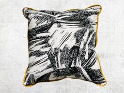 Mustard & Monochrome Print Cushion Cover African, 45x45 cm - thumbnail 1