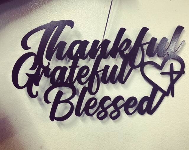 Thankful, Grateful, Blessed, Heart, Cross, Wall Art, Decor, Blessing, Metal Art