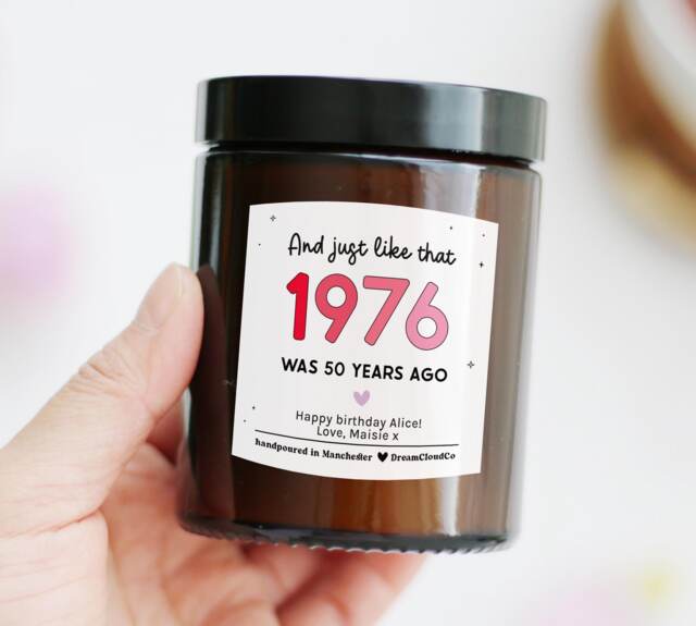 Funny 50Th Birthday Gift For Daughter Friend Born in 1976 Personalized Candle - Fifty Her Best Uni School - image 1