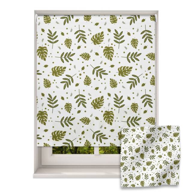 Jungle Leaves Roller Blind, Children's Made To Measure, Green Pattern Blind - image 1
