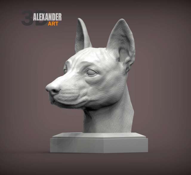 3D Printed Basenji Bust Pet Memorial Dog Figurine - image 1