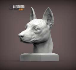 3D Printed Basenji Bust Pet Memorial Dog Figurine - thumbnail 1