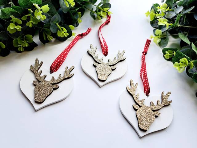 Pack Of 3 Reindeer Christmas Tree Decorations - Home Hearts - image 1