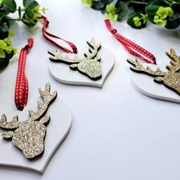 Pack Of 3 Reindeer Christmas Tree Decorations - Home Hearts - thumbnail 3