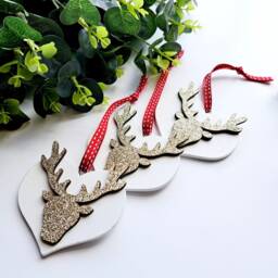 Pack Of 3 Reindeer Christmas Tree Decorations - Home Hearts - thumbnail 2