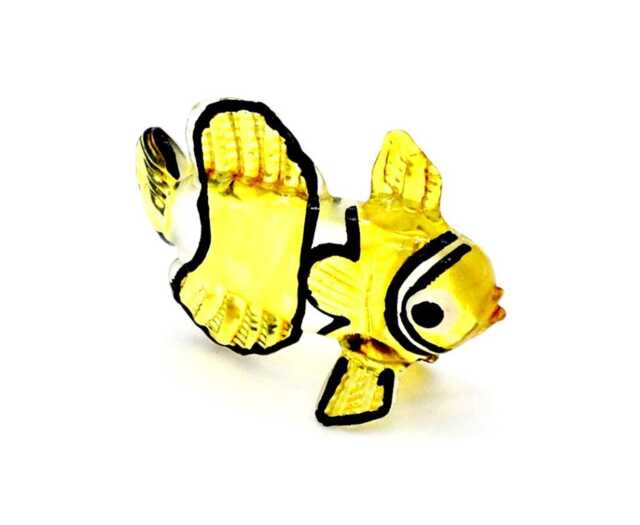 Miniature Hand Blown Glass Exotic Clownfish Little Animal Yellow White Stripes Figurine Statue Decoration Collectible Small Painted Figure - image 1