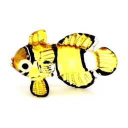 Miniature Hand Blown Glass Exotic Clownfish Little Animal Yellow White Stripes Figurine Statue Decoration Collectible Small Painted Figure - thumbnail 2