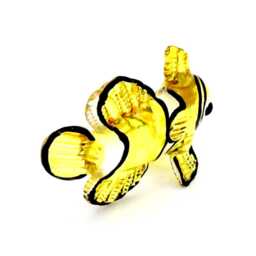 Miniature Hand Blown Glass Exotic Clownfish Little Animal Yellow White Stripes Figurine Statue Decoration Collectible Small Painted Figure - thumbnail 3