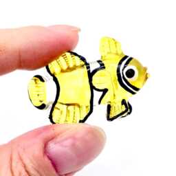 Miniature Hand Blown Glass Exotic Clownfish Little Animal Yellow White Stripes Figurine Statue Decoration Collectible Small Painted Figure - thumbnail 4