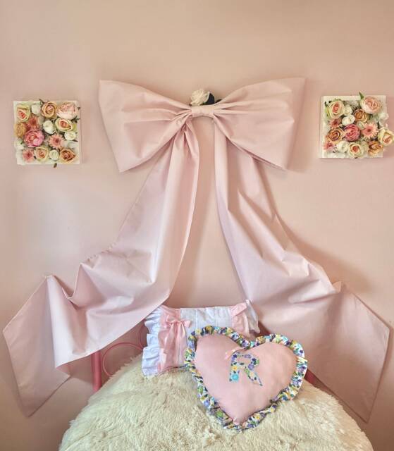 Pale Pink Oversized Wall Bow, Handmade Elegance Timeless Decor, Nursery, Bedroom Event Bow - image 1