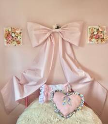 Pale Pink Oversized Wall Bow, Handmade Elegance Timeless Decor, Nursery, Bedroom Event Bow - thumbnail 1