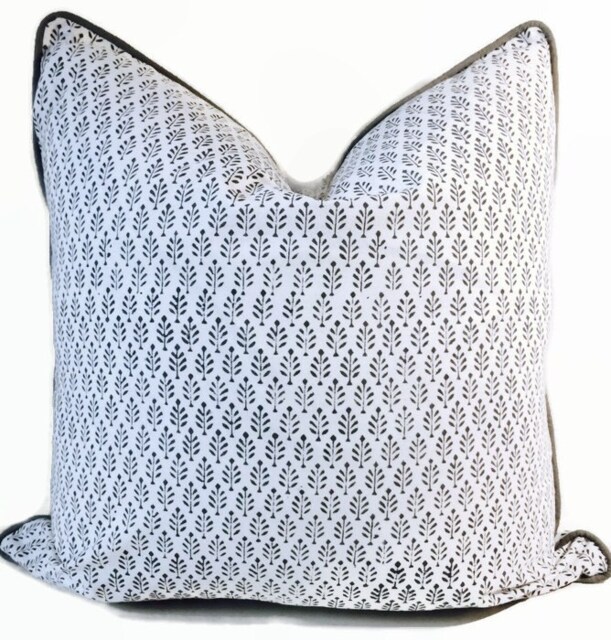 Gray Pillow Covers, Grey Cushion Cover, 18x18 Pillows, Cases, Throw Covers, Sofa Handblock Printed - image 1