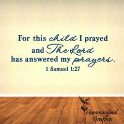 Wall Decal, For This Child I Have Prayed, 1 Samuel 127, Quote, Custom Nursery Sticker, Bedroom Decor, Vinyl Words - thumbnail 3