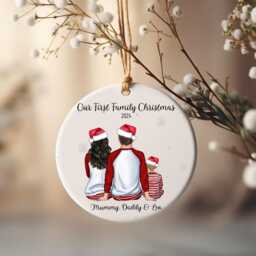 First Family Christmas Bauble, Personalised New Parents Gift - thumbnail 1