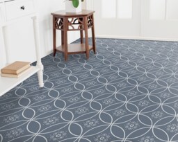 Ornamental Rings Outline Vinyl Flooring, Gray Flooring Linoleum, White Waterproof Material, Circles High Quality Print, Modern - thumbnail 1