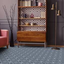 Ornamental Rings Outline Vinyl Flooring, Gray Flooring Linoleum, White Waterproof Material, Circles High Quality Print, Modern - thumbnail 3