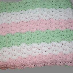 Mint Baby Blanket, Crochet Afghan, Carriage Receiving Blanket, Newborn Crib Pink - thumbnail 3