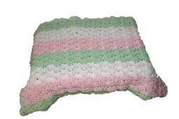 Mint Baby Blanket, Crochet Afghan, Carriage Receiving Blanket, Newborn Crib Pink - thumbnail 1