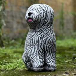 Old English Sheepdog Statue Concrete Dog Sculpture Shaggy Garden Decor Outdoor Pet Ornament Pel Lover Gift Lawn Memorial - thumbnail 2