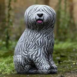 Old English Sheepdog Statue Concrete Dog Sculpture Shaggy Garden Decor Outdoor Pet Ornament Pel Lover Gift Lawn Memorial - thumbnail 3