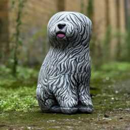 Old English Sheepdog Statue Concrete Dog Sculpture Shaggy Garden Decor Outdoor Pet Ornament Pel Lover Gift Lawn Memorial - thumbnail 4