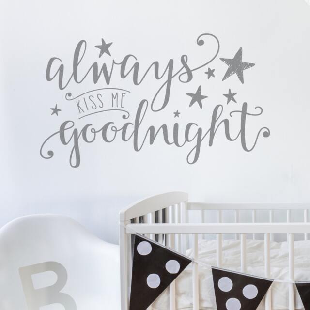 Wall Sticker Always Kiss Me Goodnight-Wall Decal-Baby's Bedroom-Child's Bedroom-Quote-Home Decor-Kiss Me Goodnight - image 1