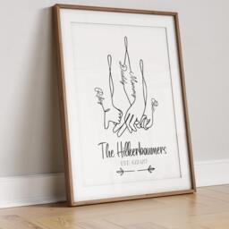 Personalised Family Hands Line Art Print, Two Children Wall Print - thumbnail 2