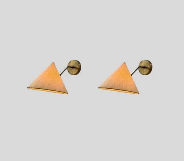 Mid-Century Modern Triangle Wall Sconce - Geometric Fabric Shade Lamp - image 1