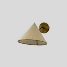 Mid-Century Modern Triangle Wall Sconce - Geometric Fabric Shade Lamp - thumbnail 3