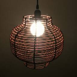 Fish Tank Shaped Rattan Pendant Light, Vintage Ceiling Lighting, Lampshade Width 30cm/11.8 - thumbnail 2