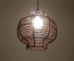 Fish Tank Shaped Rattan Pendant Light, Vintage Ceiling Lighting, Lampshade Width 30cm/11.8 - thumbnail 1