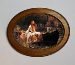 Oval Light Oak Framed Classic Art Print, John William Waterhouse The Lady Of Shalott - thumbnail 1