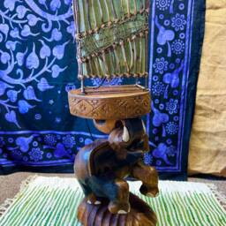 Hand Carved Acacia Wood Elephant Stool - Fair Trade Home Decor 2 Sizes Available - thumbnail 3