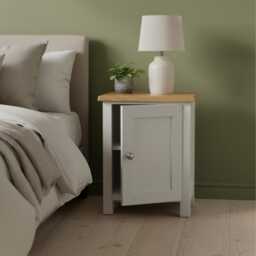 Bedside Table Solid Oak Top, 1 Door, Assembled - thumbnail 2
