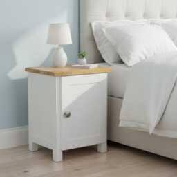 Bedside Table Solid Oak Top, 1 Door, Assembled - thumbnail 4