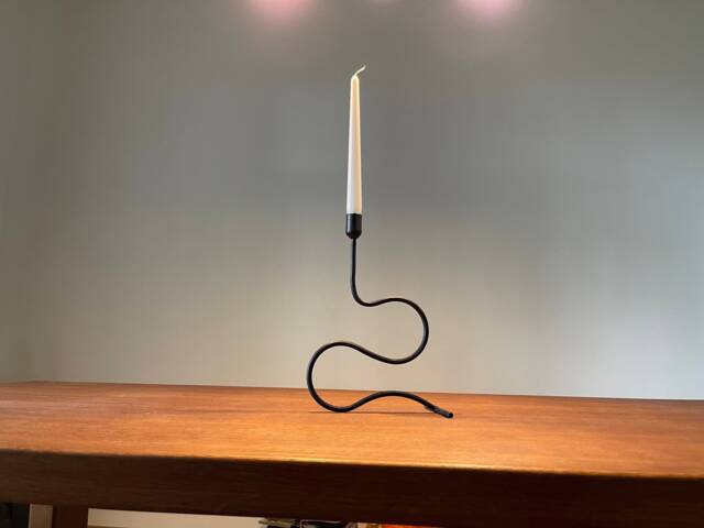 Hand Forged Wrought Iron Candlestick - S-Shape Snake Style - image 1