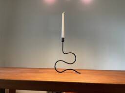 Hand Forged Wrought Iron Candlestick - S-Shape Snake Style - thumbnail 1