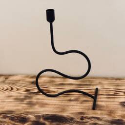 Hand Forged Wrought Iron Candlestick - S-Shape Snake Style - thumbnail 3