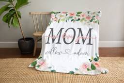Christmas Blanket, Gift, Floral Style Personalized Mom Gift For Grandparent, Birthday