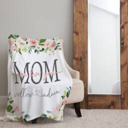 Christmas Blanket, Gift, Floral Style Personalized Mom Gift For Grandparent, Birthday - thumbnail 3
