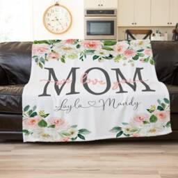 Christmas Blanket, Gift, Floral Style Personalized Mom Gift For Grandparent, Birthday - thumbnail 2