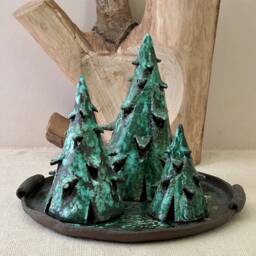 Christmas Tree Ceramic Lantern Set - thumbnail 2