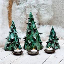 Christmas Tree Ceramic Lantern Set