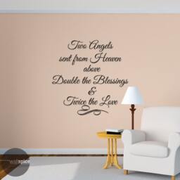Two Angels Sent From Heaven Double The Blessings Twice Love Vinyl Wall Decal Sticker - thumbnail 2