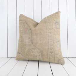 Vintage Turkish Kilim Pillow Cover 20x20, Boho Ethnic Cushion Case - thumbnail 2