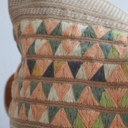 "Handmade Hmong Hemp Pillow Cover Tribal Embroidered Design - 22"" X 22" - thumbnail 3