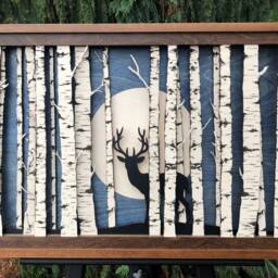 Rustic Birch Forest Wood Art - Deer Silhouette Layered Wall Hanging Nature Lover Gift - thumbnail 4