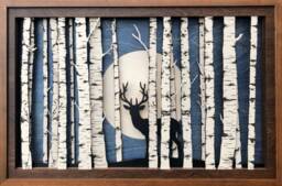 Rustic Birch Forest Wood Art - Deer Silhouette Layered Wall Hanging Nature Lover Gift - thumbnail 1