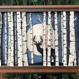 Rustic Birch Forest Wood Art - Deer Silhouette Layered Wall Hanging Nature Lover Gift - thumbnail 2